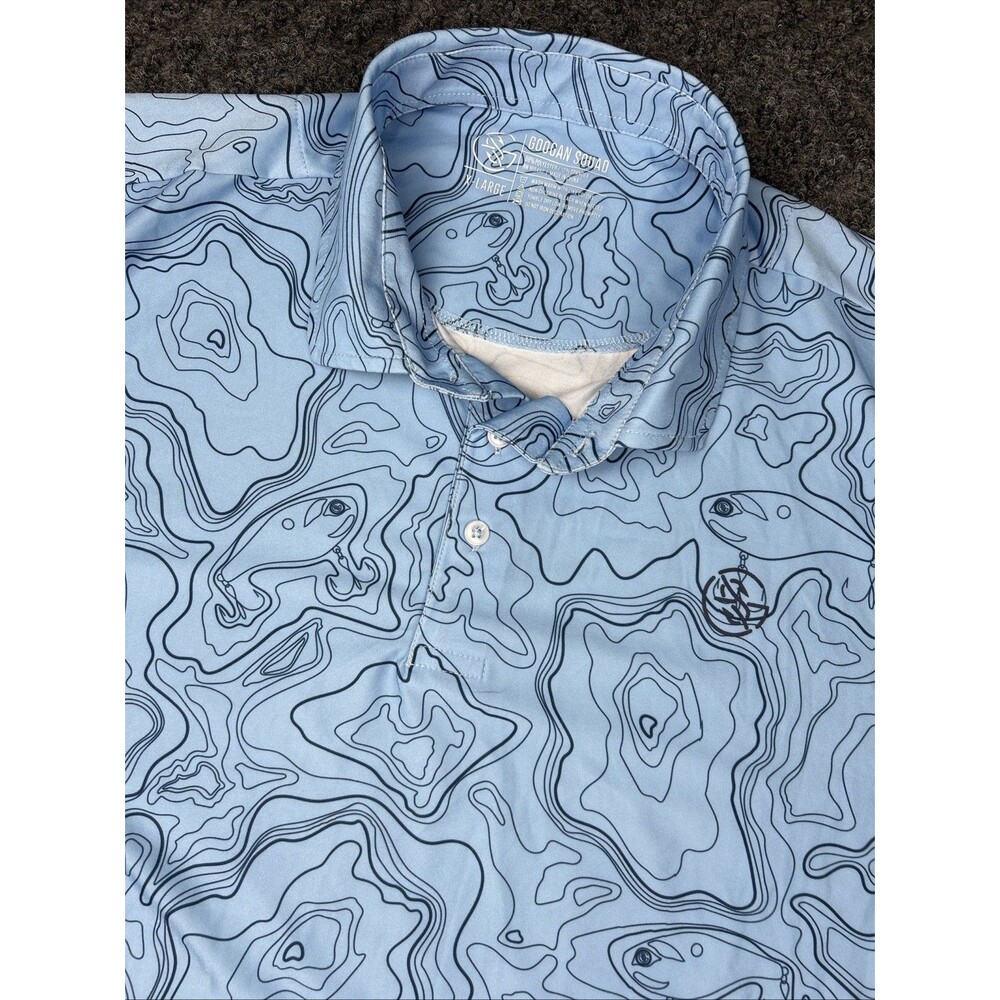 Googan Squad Topo Sky Blue Performance Polo Shirt Mens XL Fishing Golf